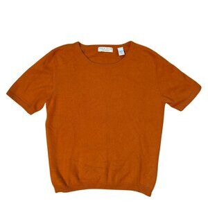 Lord & Taylor 100% Cashmere Short Sleeve Sweater | Burnt Orange | Size M